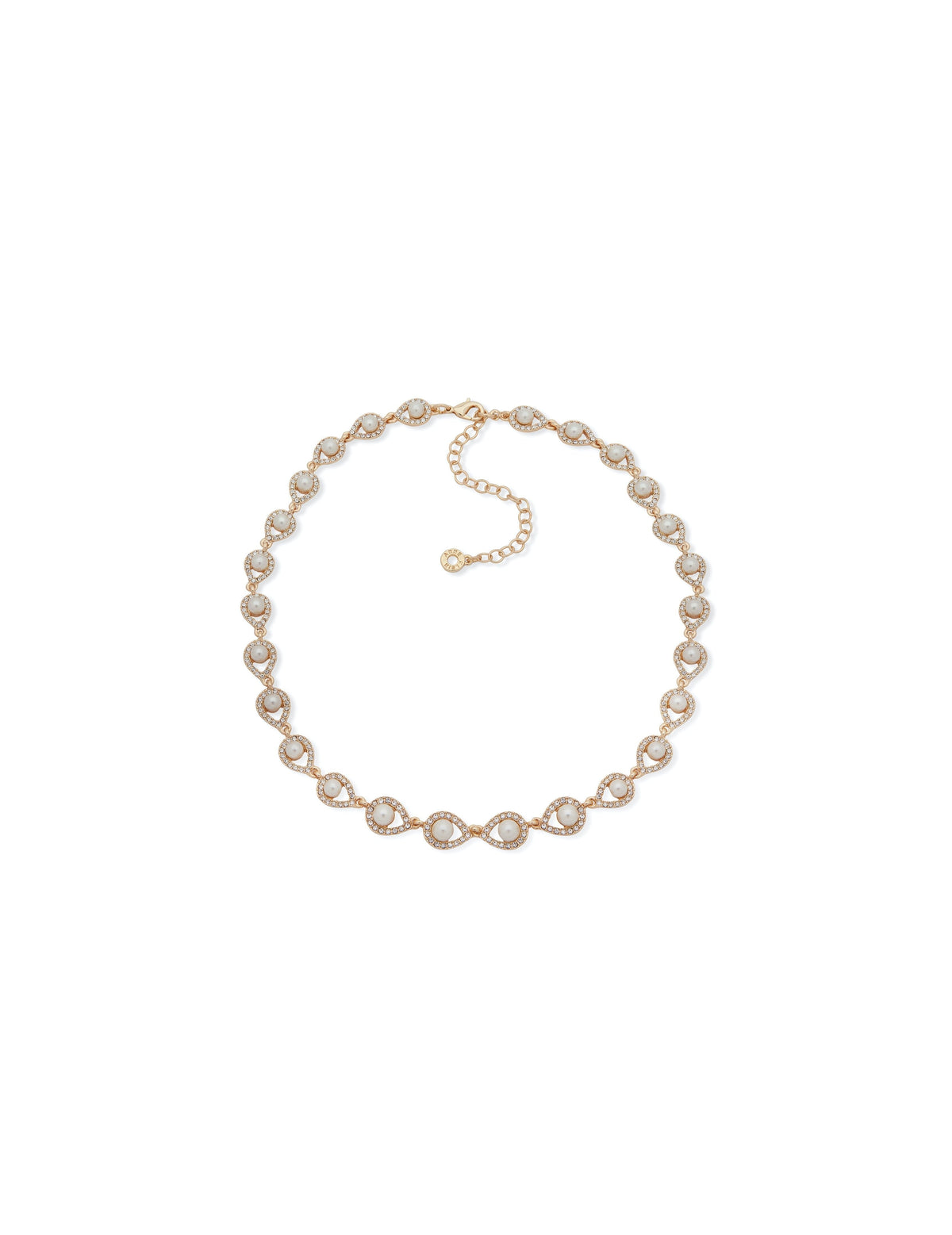Gold-Tone Faux Pearl Pavé Crystal Necklace - Anne Klein