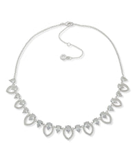 Navette and Stone Frontal Necklace - Anne Klein