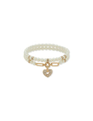Heart Motif Bracelet - Pearl/Crystal - Anne Klein