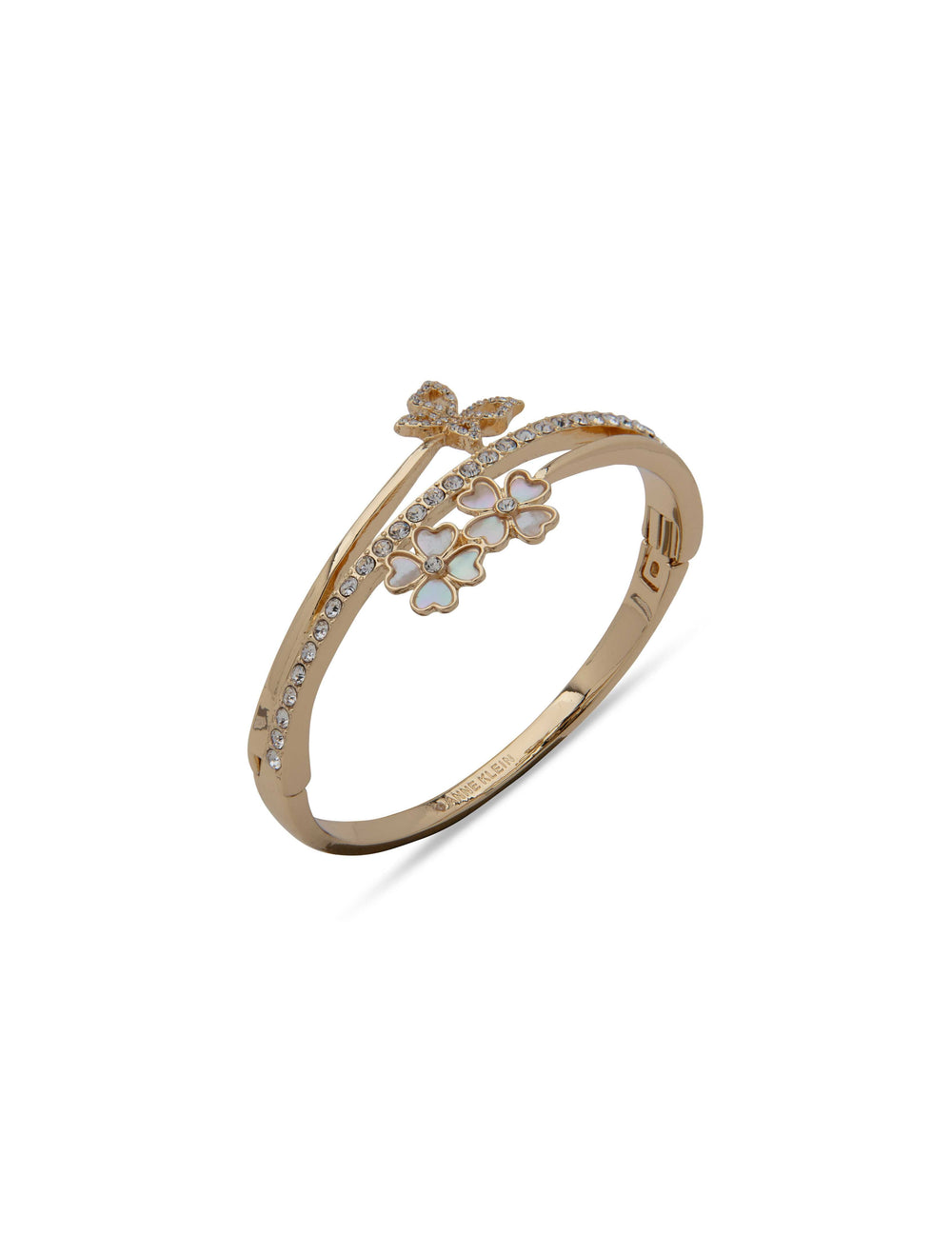 Crystal Butterfly & Flower Hinge Bangle - Anne Klein