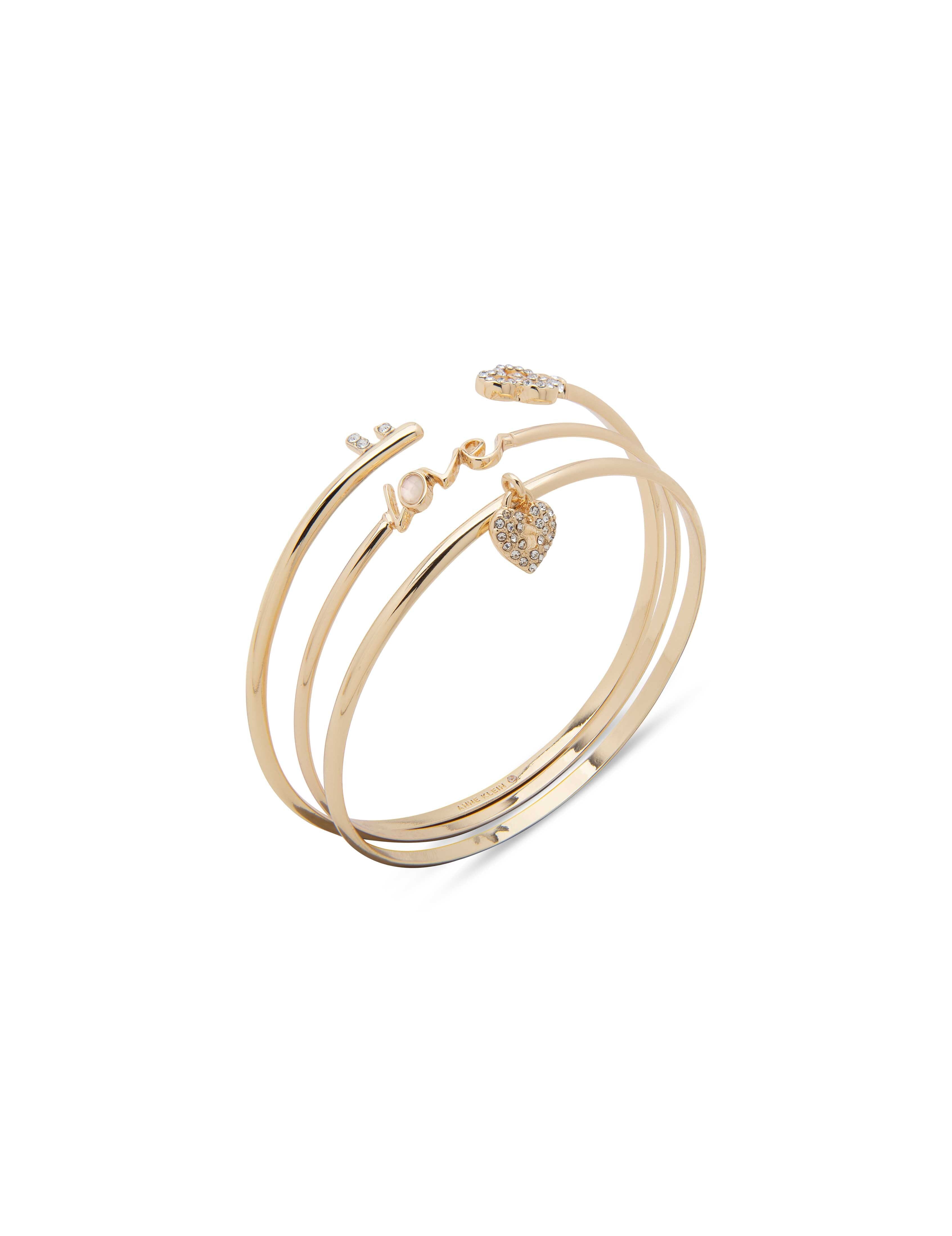 Love&Heart Bangle Bracelet Set Gold - Anne Klein