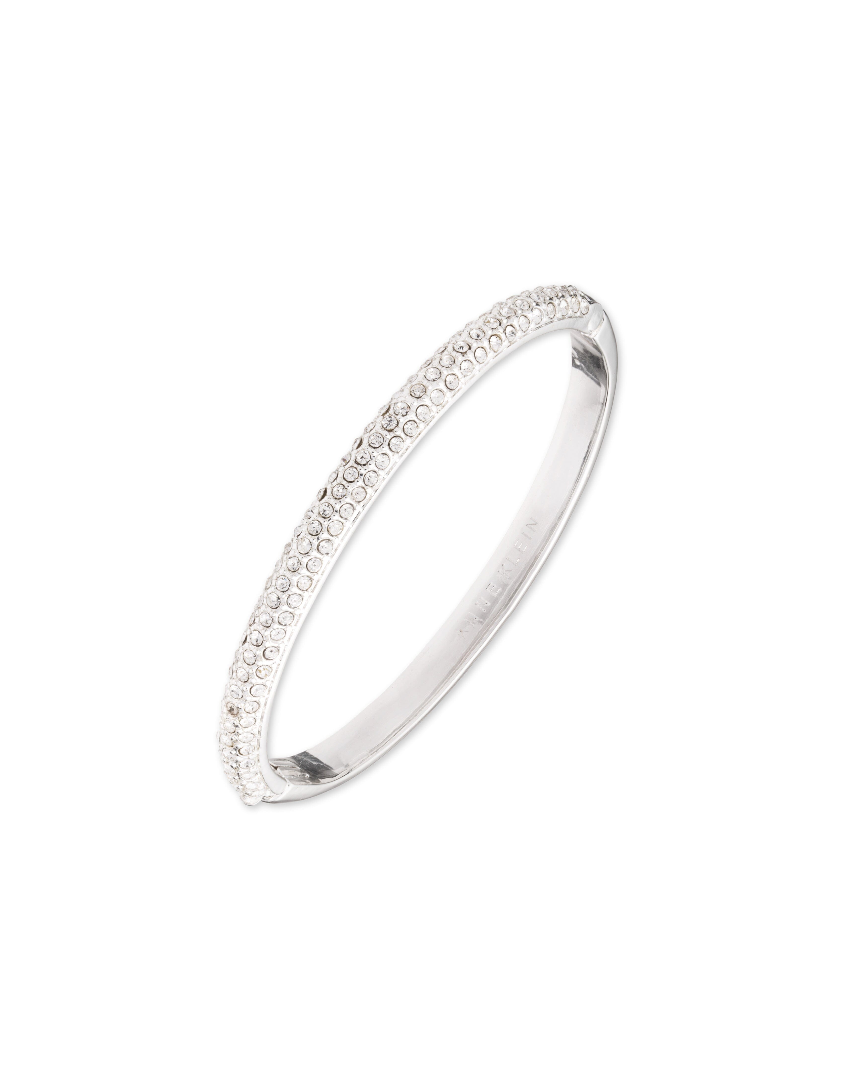 Crystal Pave Bangle Bracelet - Anne Klein Silver-Tone
