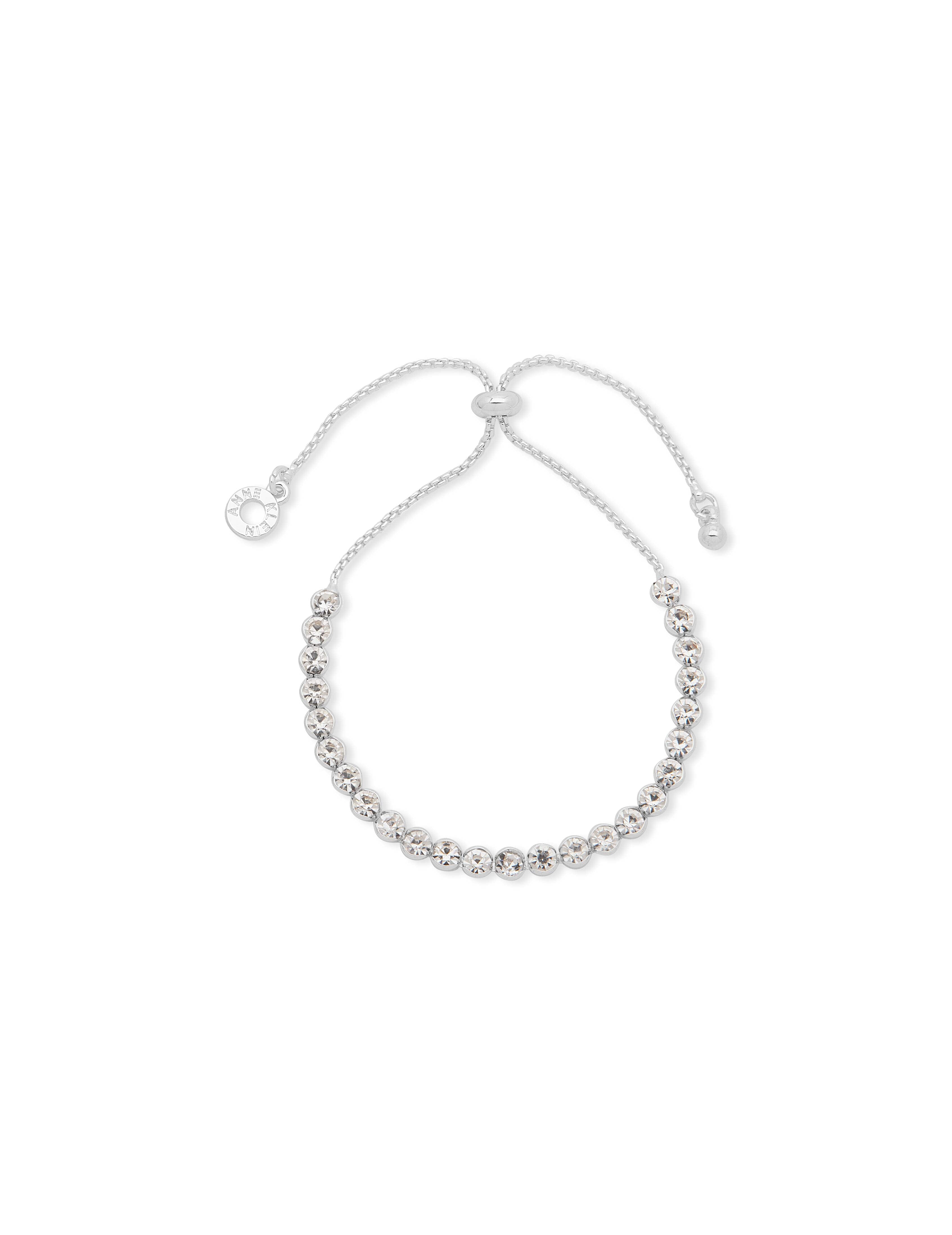 Round Crystal Stone Slider Bracelet - Anne Klein Silver-Tone