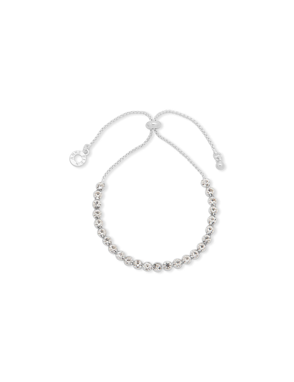 Round Crystal Stone Slider Bracelet - Anne Klein Silver-Tone