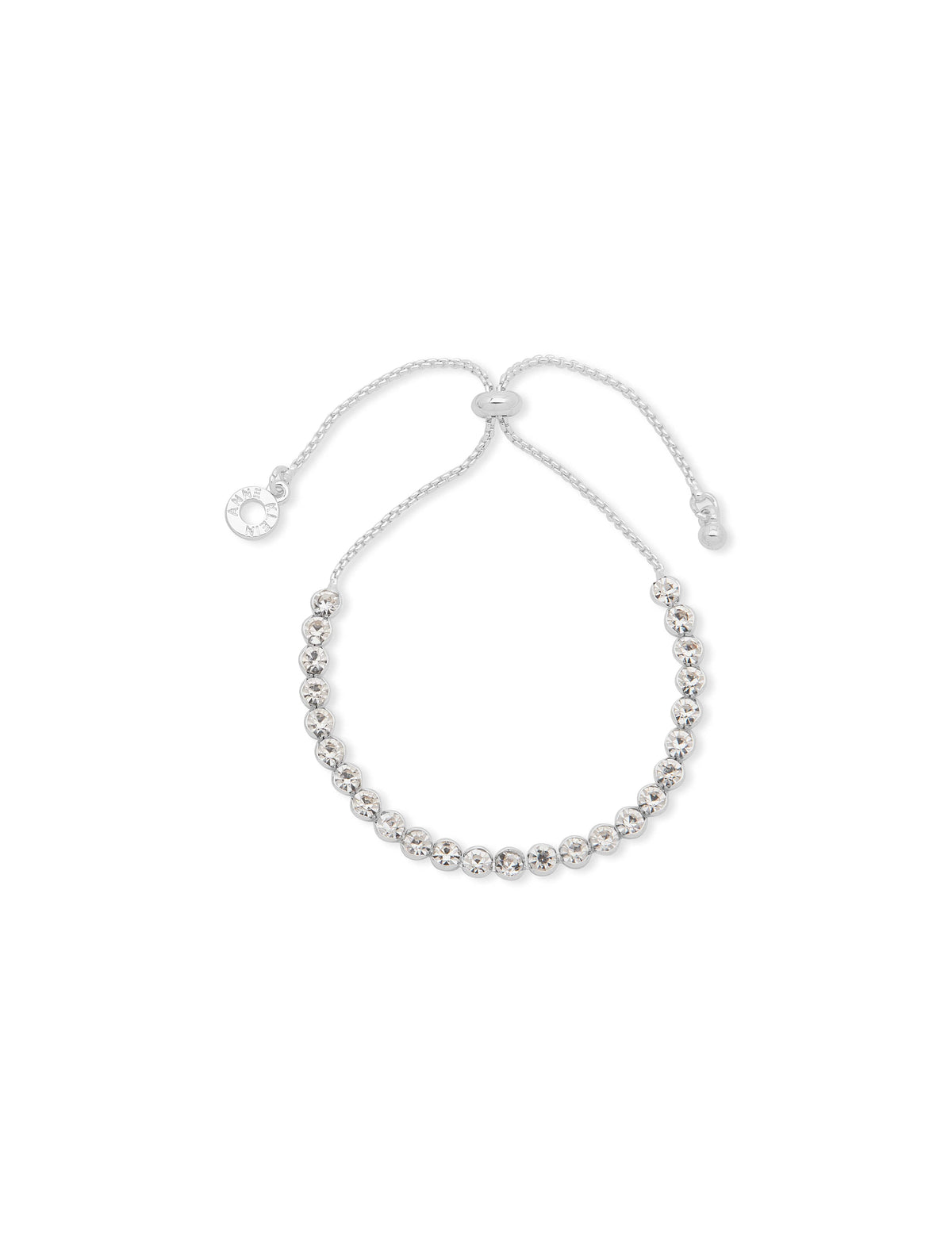 Round Crystal Stone Slider Bracelet - Anne Klein Silver-Tone