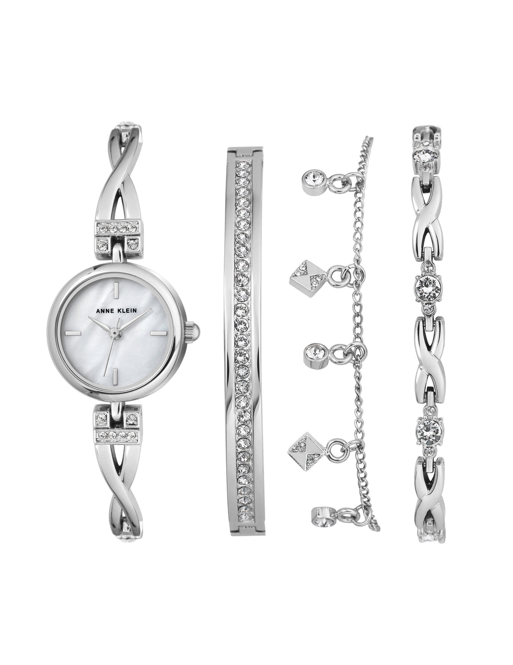 Crystal Watch & Bracelet Set in Silver - Anne Klein Silver-Tone