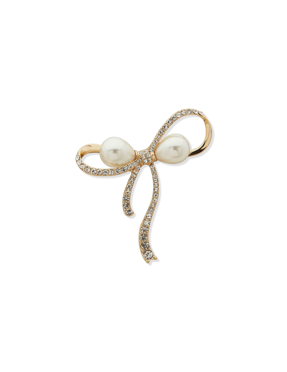 Pearl & Crystal Bow Brooch - Anne Klein