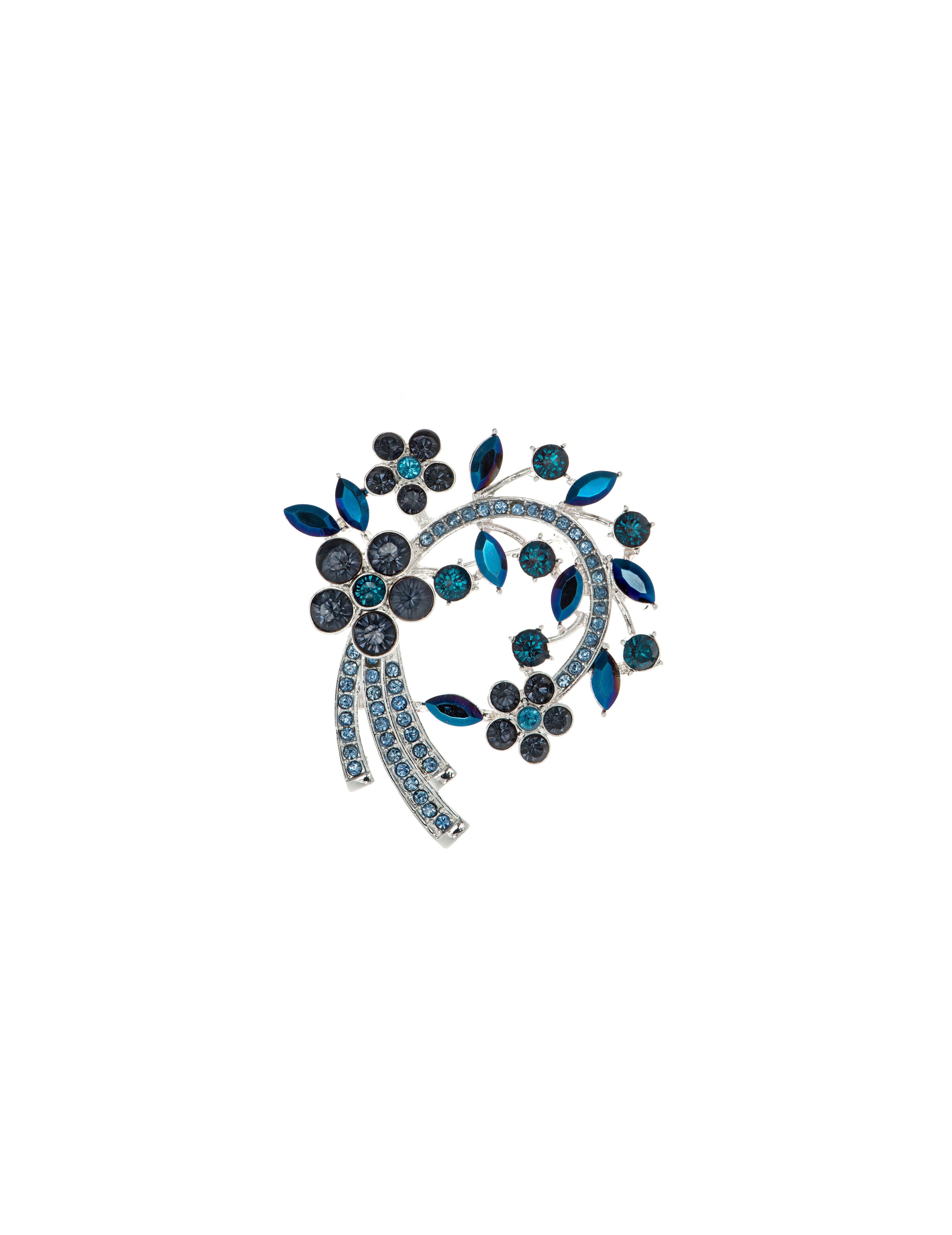 Arched Cluster Brooch in Blue Crystal - Anne Klein