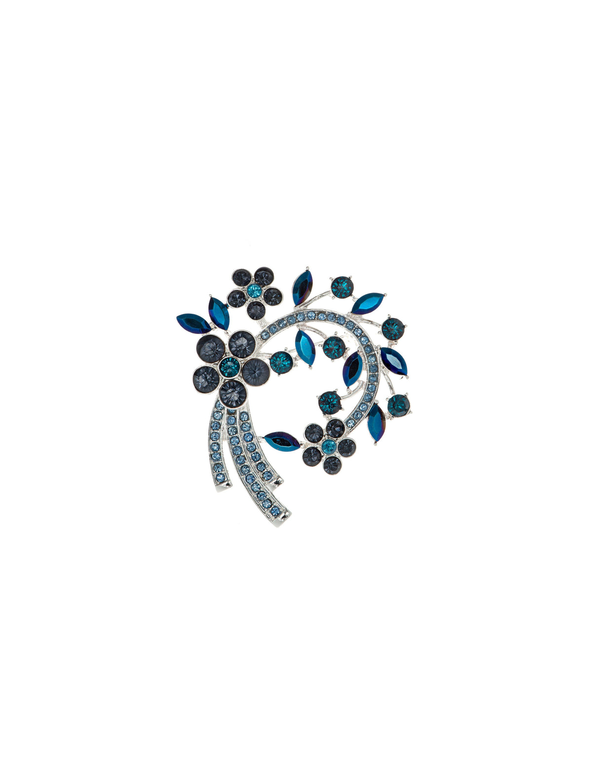 Arched Cluster Brooch in Blue Crystal - Anne Klein