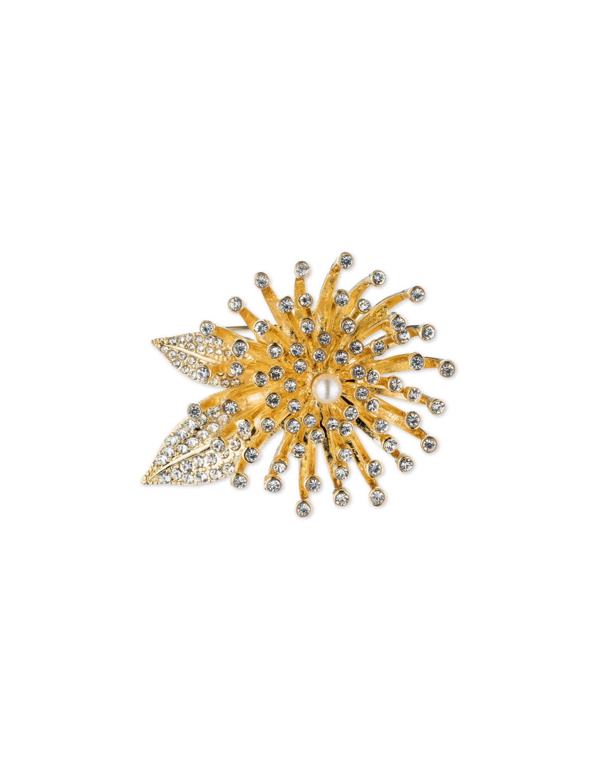 Faux Pearl & Crystal Flower Brooch - Anne Klein