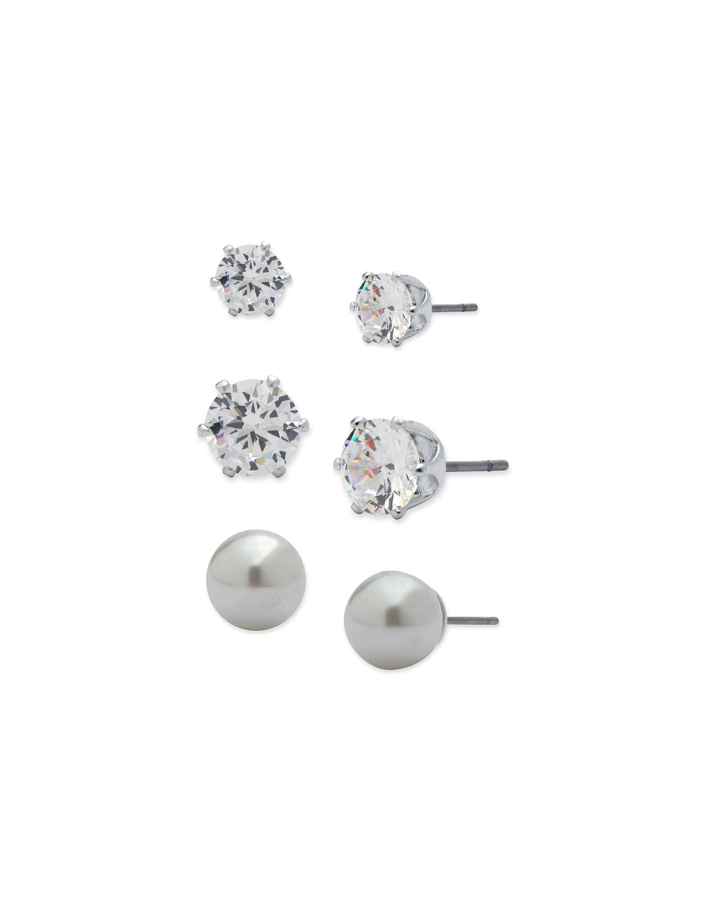 CZ and Pearl Stud Earring Set - Anne Klein
