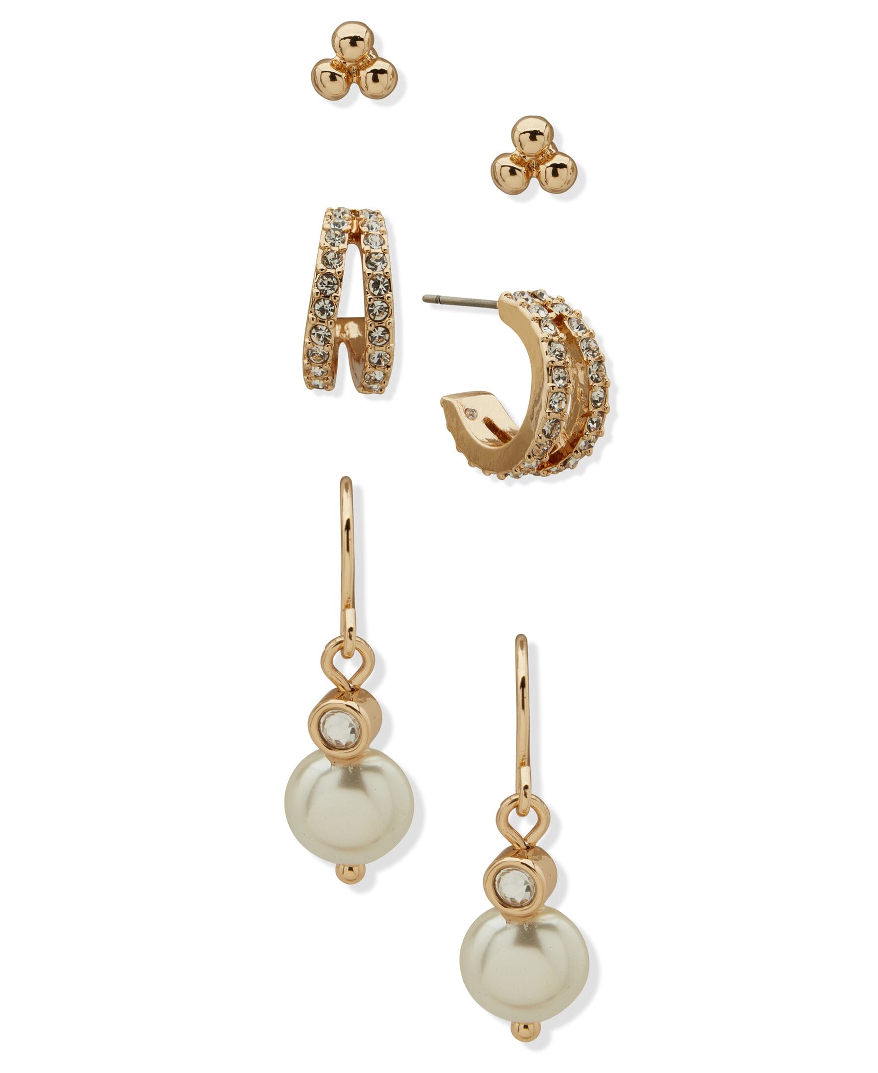 and Coin Trio Pierced Earrings - Anne Klein