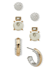 Bead and Trio Pierced Earrings - Anne Klein