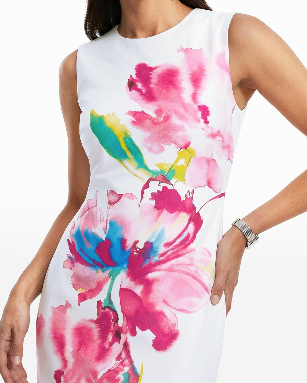 Sleeveless Sheath Dress - Anne Klein CRISP WHITE MULTI