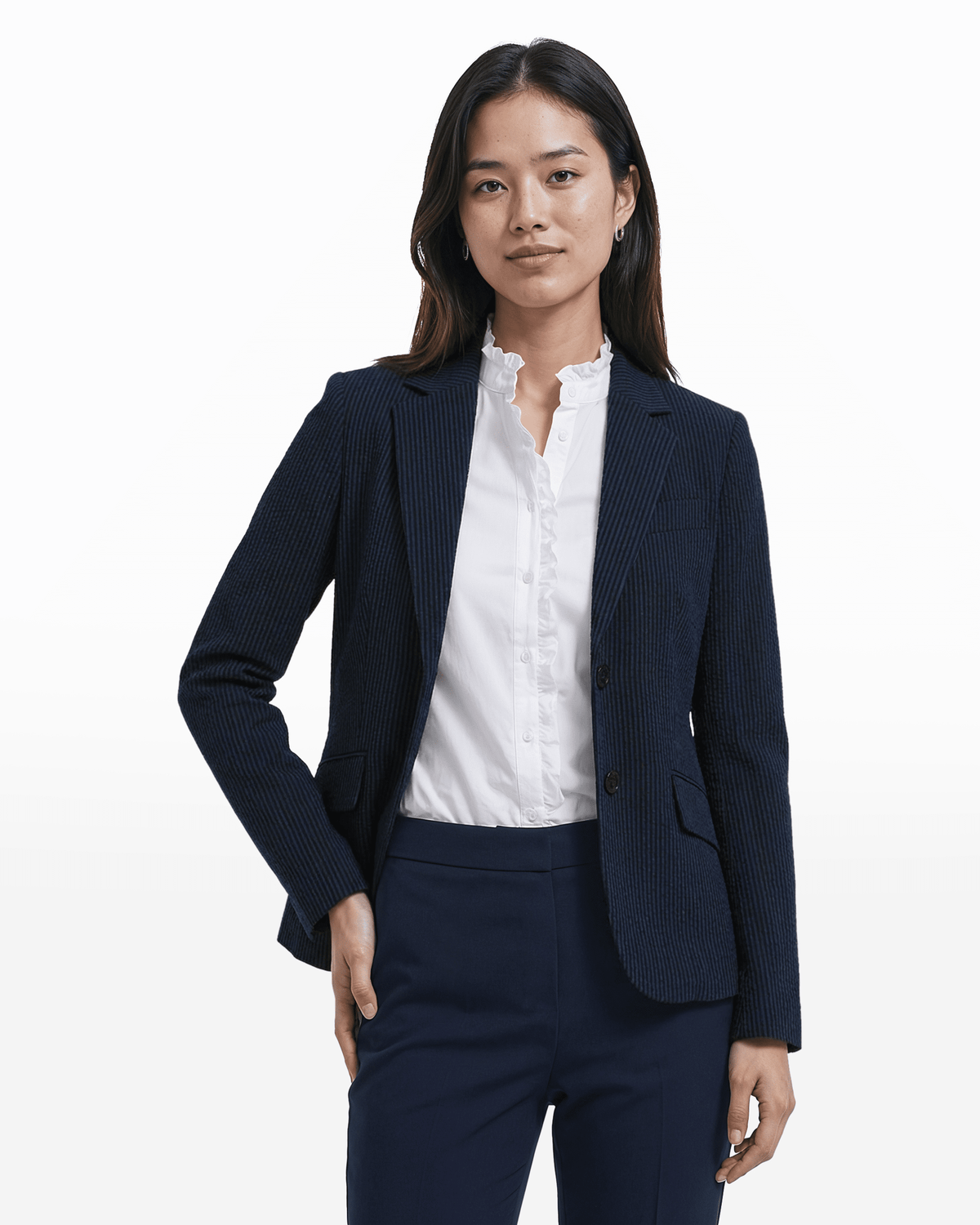 Two-Button Notch Lapel Jacket - Anne Klein DSTNT MNTN/ABLK