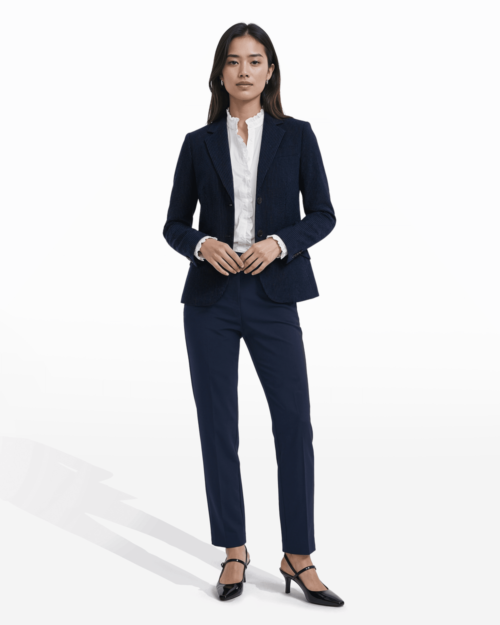 Two-Button Notch Lapel Jacket - Anne Klein DSTNT MNTN/ABLK
