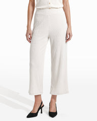 Wide Leg Crop Pull-On Pants with Wide Waistband in WHITE DOVE | Anne K - Anne Klein WHITE DOVE