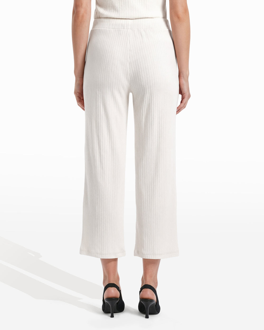 Wide Leg Crop Pull-On Pants with Wide Waistband in WHITE DOVE | Anne K - Anne Klein WHITE DOVE