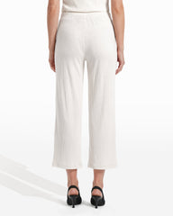 Wide Leg Crop Pull-On Pants with Wide Waistband in WHITE DOVE | Anne K - Anne Klein WHITE DOVE