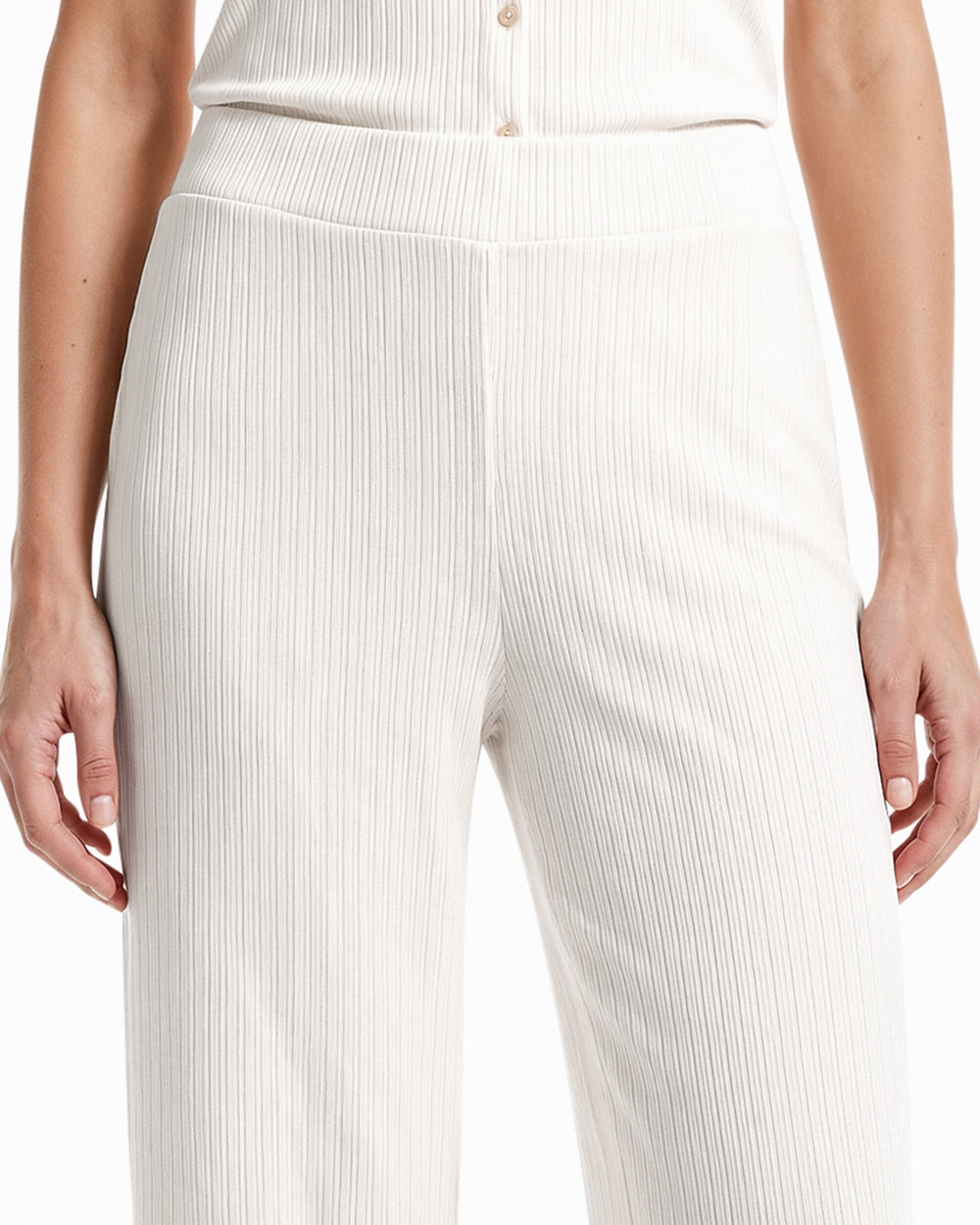 Wide Leg Crop Pull-On Pants with Wide Waistband in WHITE DOVE | Anne K - Anne Klein WHITE DOVE