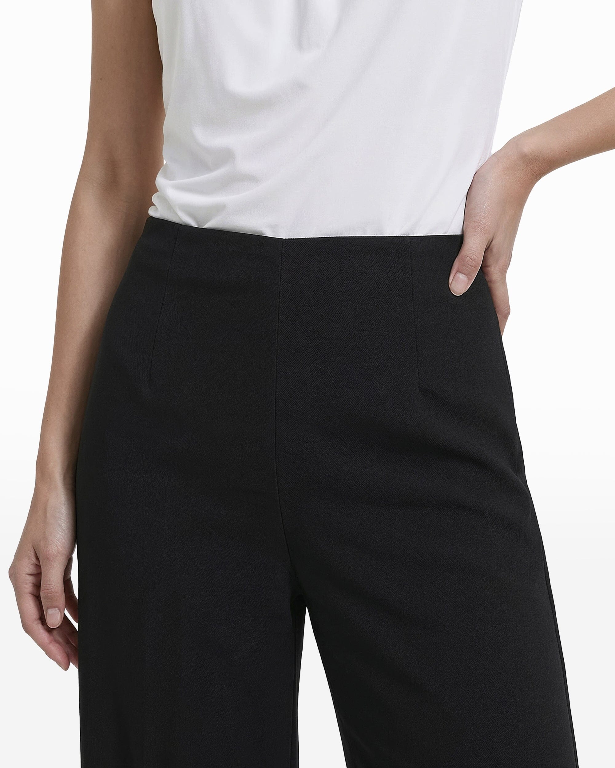 High Rise Cropped Wide Leg Pants - Anne Klein ANNE BLACK