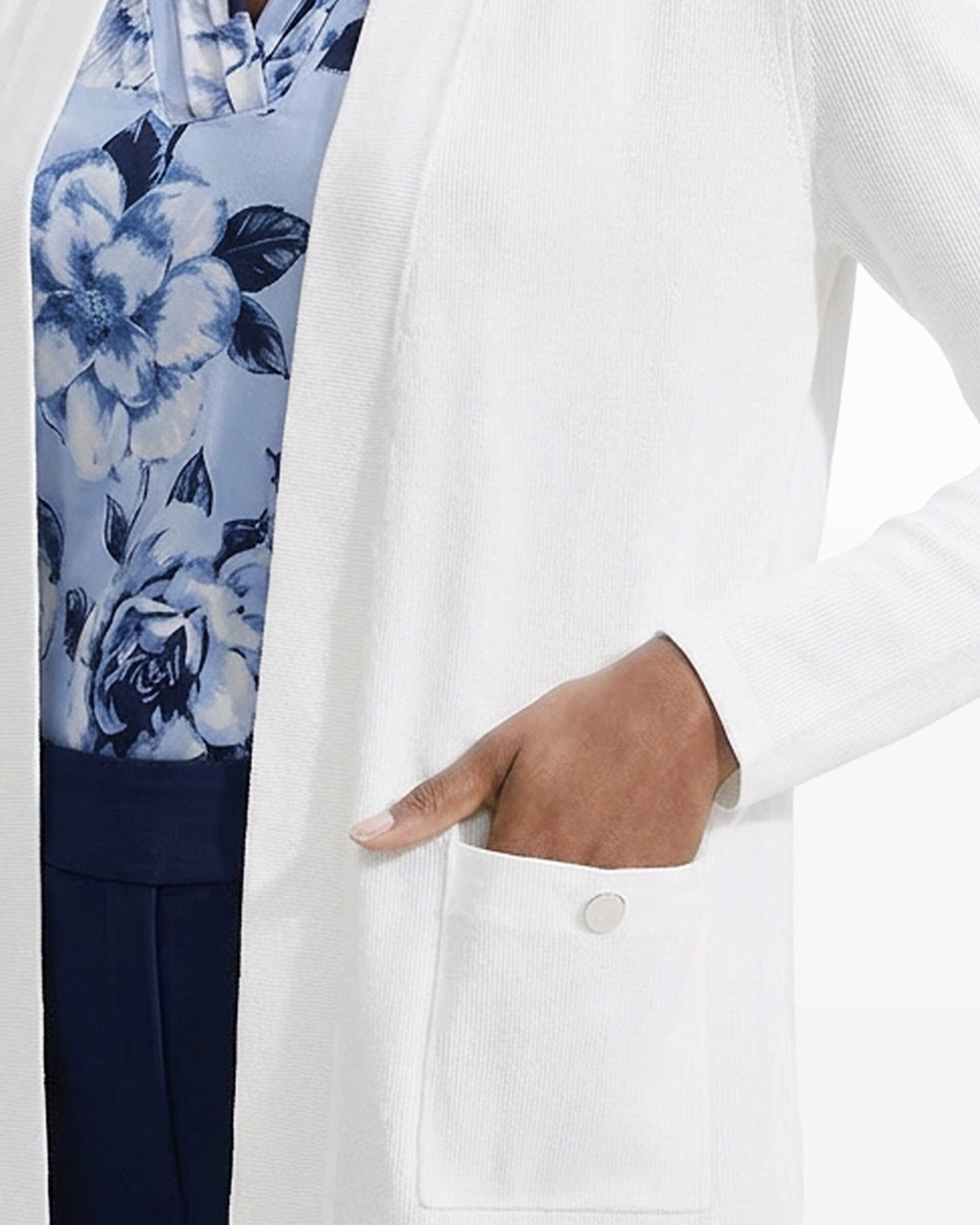 Malibu Kissing Front Cardigan - Anne Klein CRISP WHITE