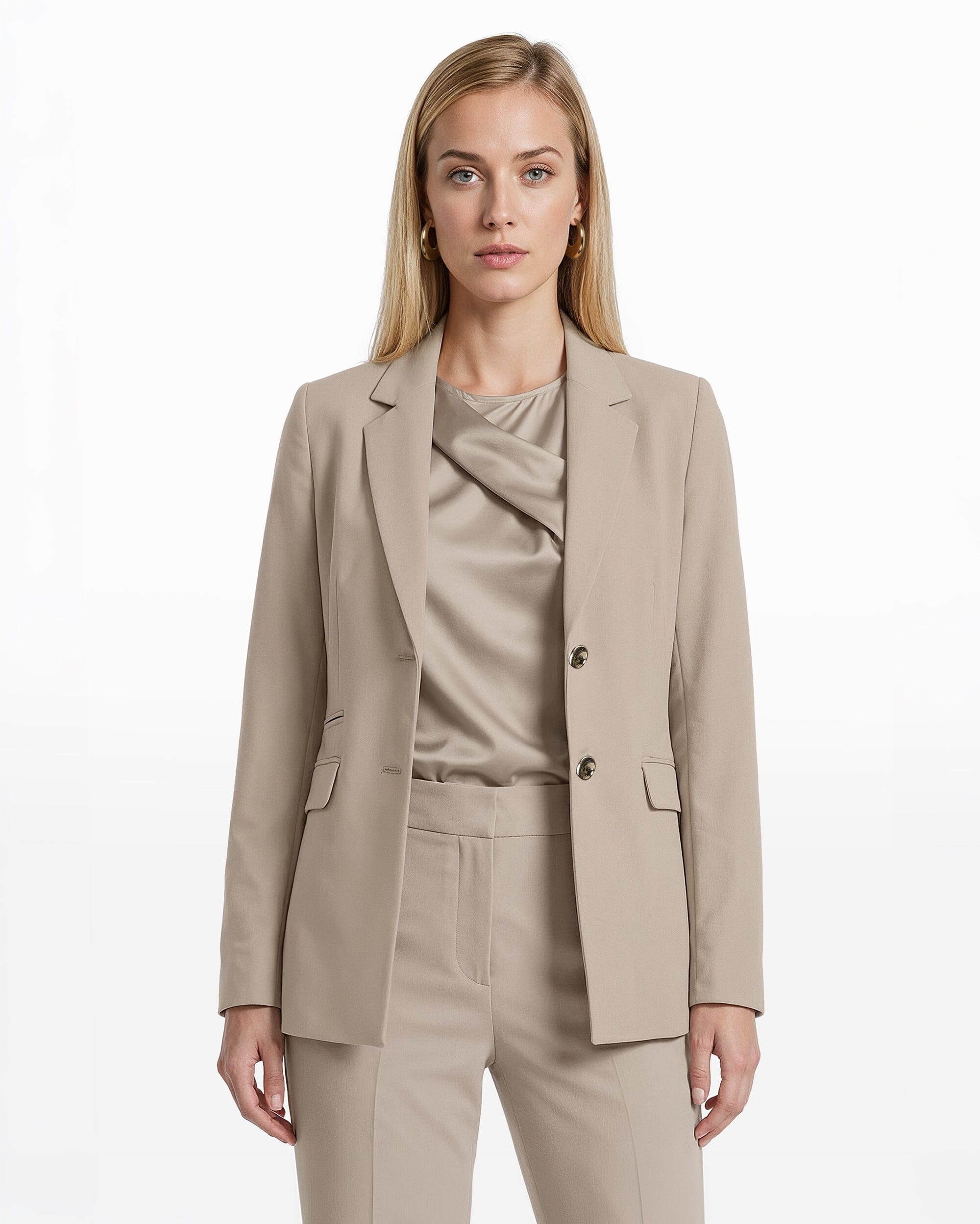 Two Button Notched Collar Jacket - Anne Klein PORCINI