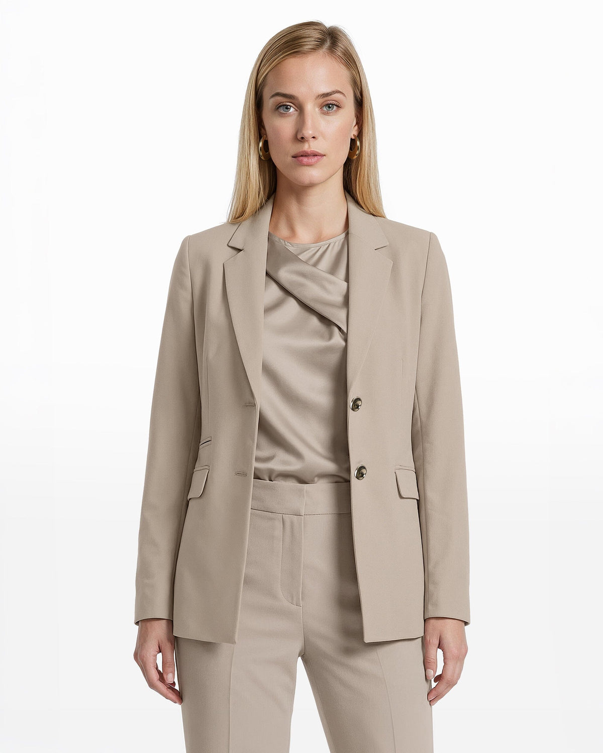 Two Button Notched Collar Jacket - Anne Klein PORCINI