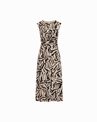 Ruched Waist Sleeveless Crew Neck Midi Dress - Anne Klein MOLASSES/WT DV