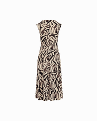 Ruched Waist Sleeveless Crew Neck Midi Dress - Anne Klein MOLASSES/WT DV