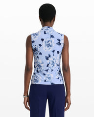 Triple Pleat V-Neck Sleeveless Knit Top - Anne Klein LAKESHORE MLT