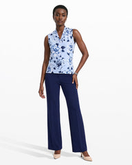 Triple Pleat V-Neck Sleeveless Knit Top - Anne Klein LAKESHORE MLT