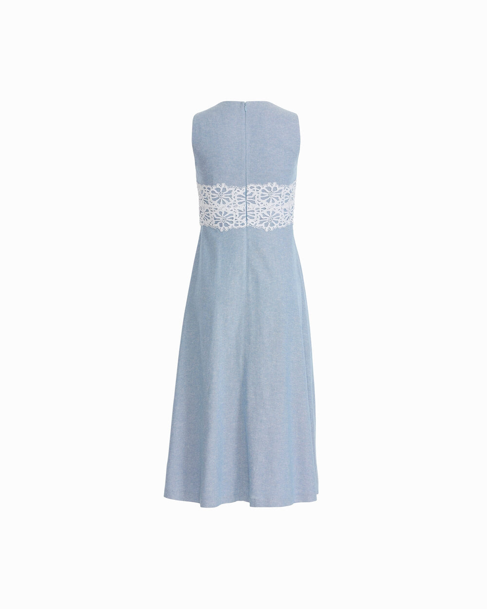 Sleeveless Midi Dress with Lace Inset - Anne Klein LAGOON/CRSP WHT