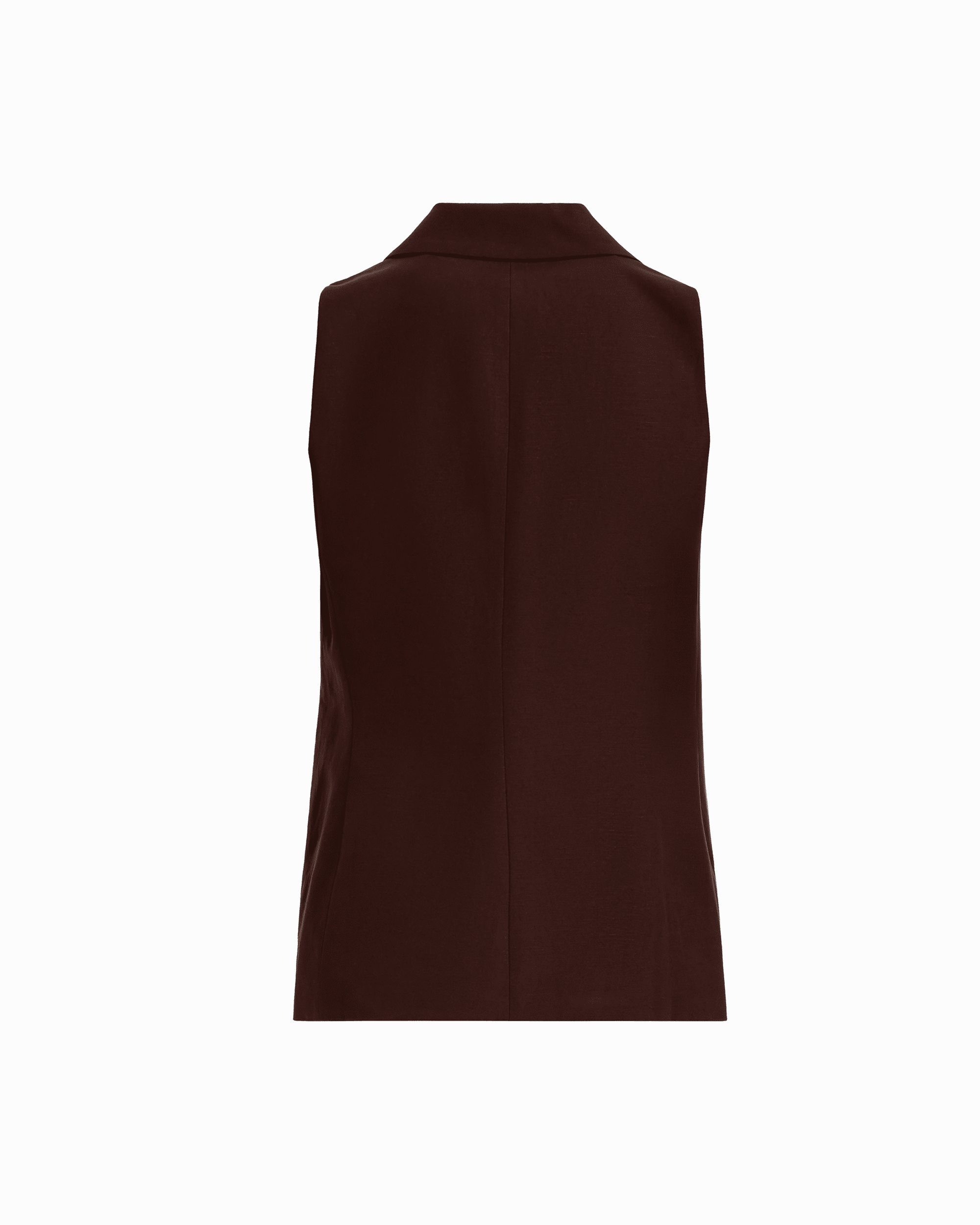Two-Button Notch Collar Vest with Flap Pockets in DARK CHOCOLATE | Ann - Anne Klein DARK CHOCOLATE