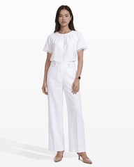 High-Rise Wide Leg Pull-On Trousers - Anne Klein CRISP WHITE