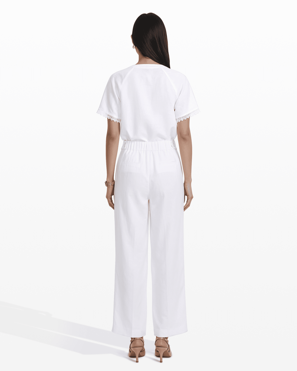 High-Rise Wide Leg Pull-On Trousers - Anne Klein CRISP WHITE