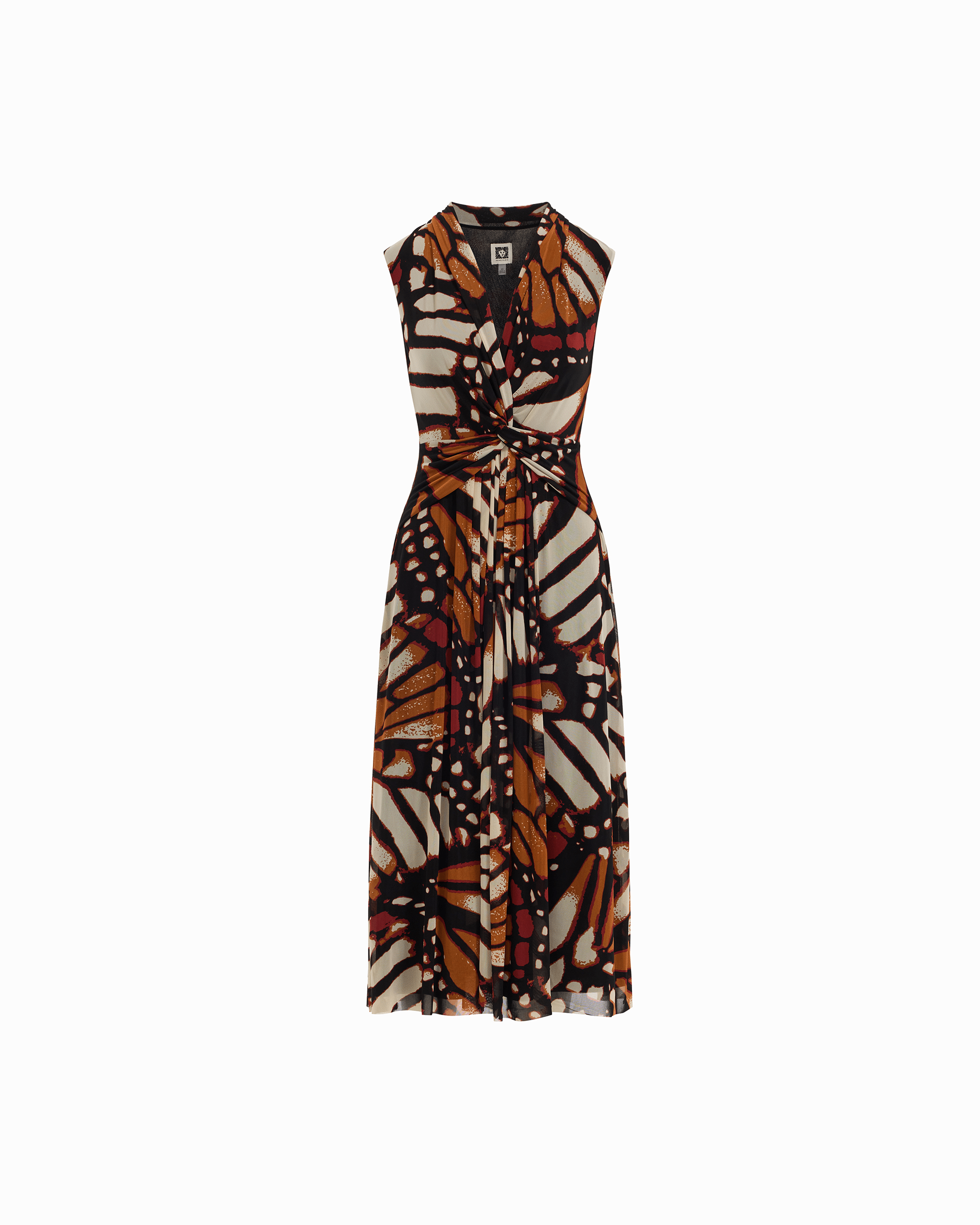 Sleeveless Twist-Detail V-Neck Midi Dress - Anne Klein CHILI MULTI