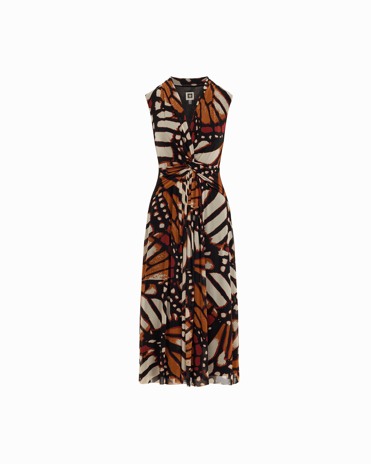 Sleeveless Twist-Detail V-Neck Midi Dress - Anne Klein CHILI MULTI