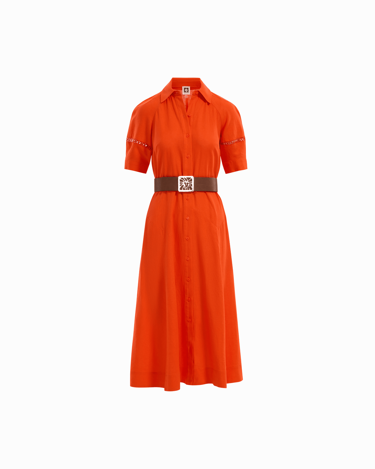 Short Sleeve Collared Shirt Dress With Trim - Anne Klein CARROT