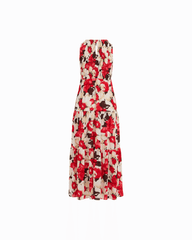 Smocked Bodice Tiered Maxi Dress in White Dove Multi - Anne Klein WHITE DOVE MULTI