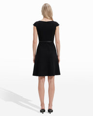 Cap Sleeve Belted Tiered Dress - Anne Klein ANNE BLACK