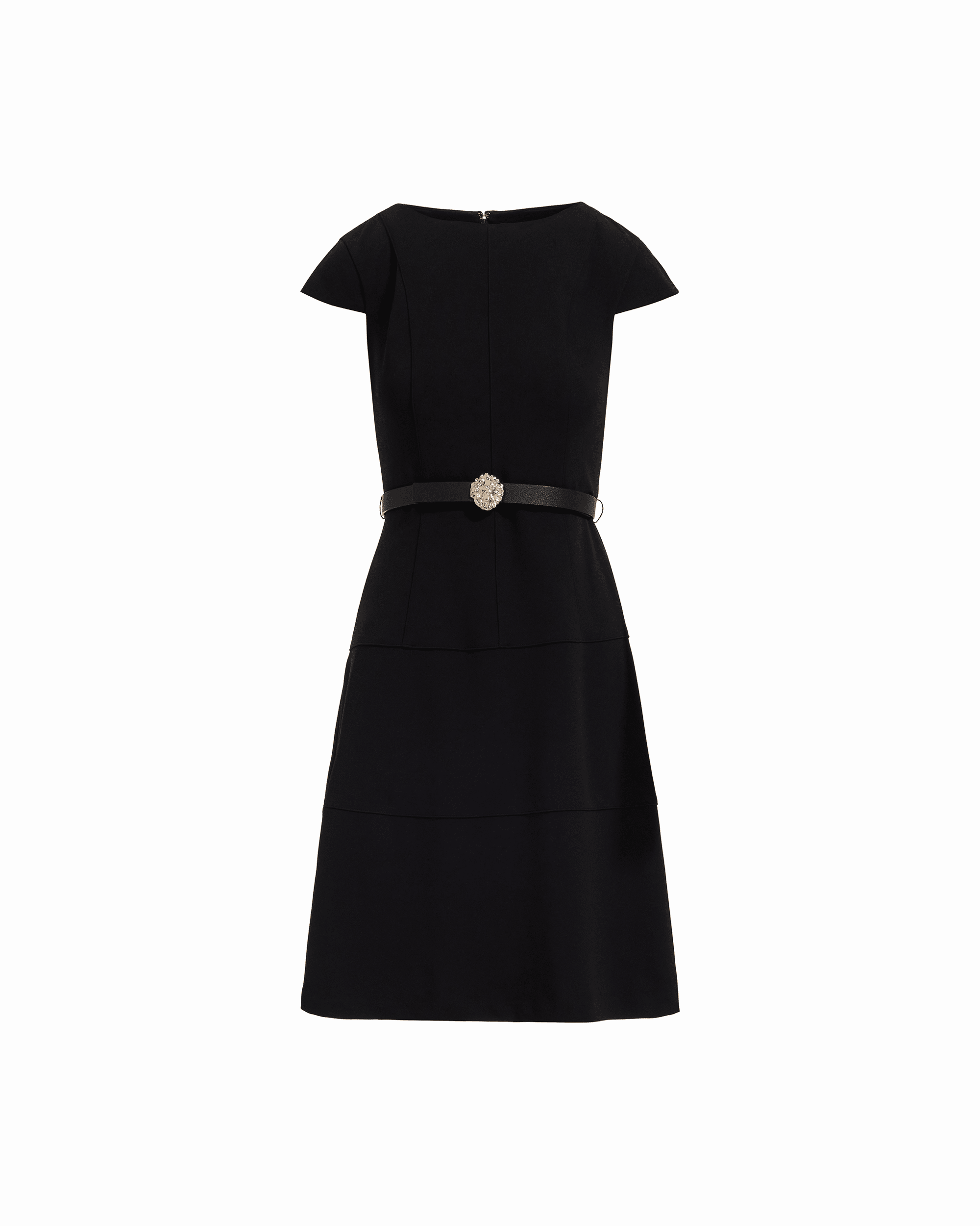 Cap Sleeve Belted Tiered Dress - Anne Klein ANNE BLACK
