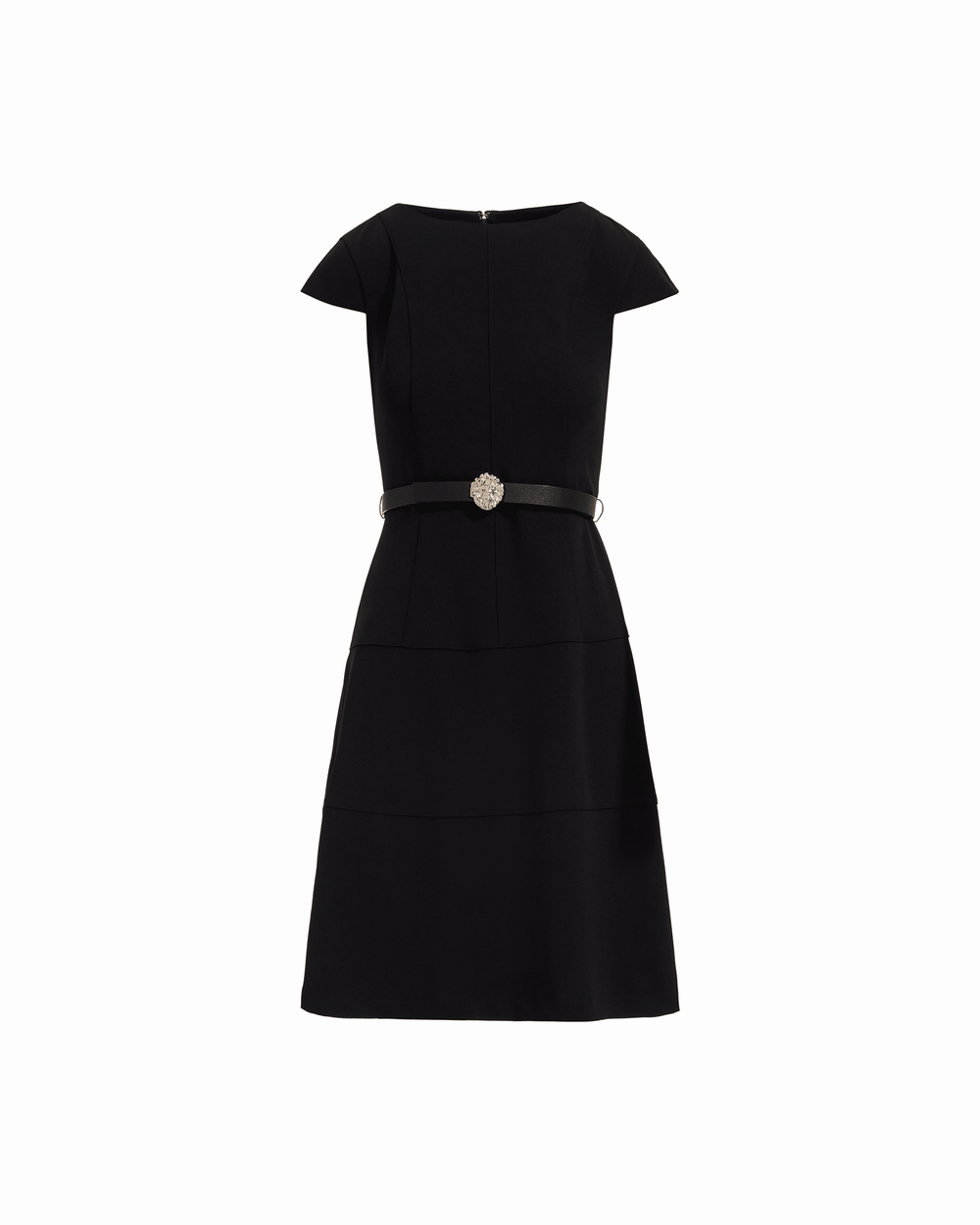 Cap Sleeve Belted Tiered Dress - Anne Klein ANNE BLACK