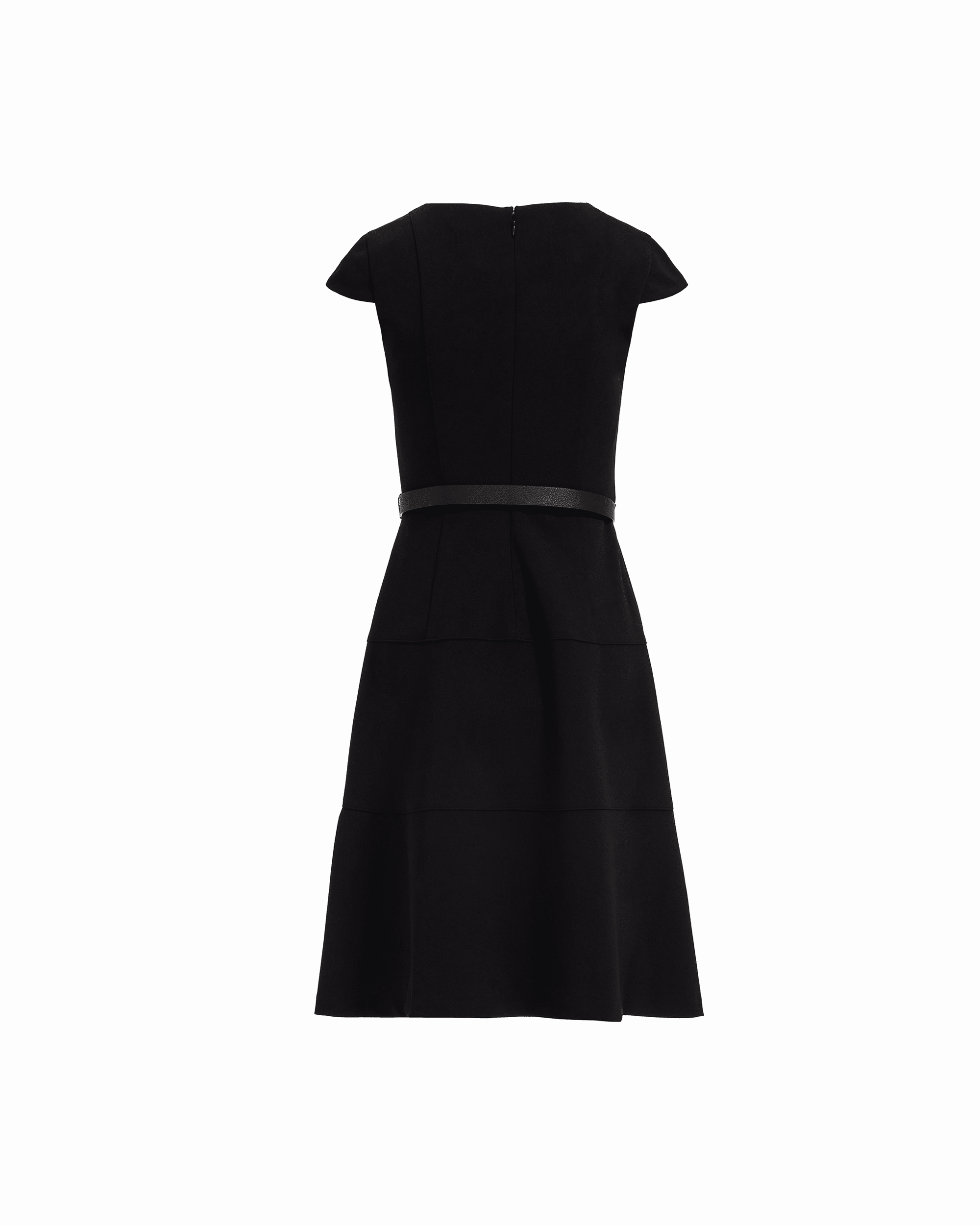 Cap Sleeve Belted Tiered Dress - Anne Klein ANNE BLACK