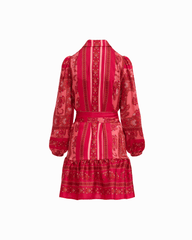 Tiered Collared Button-Front Long Sleeve Shirt Dress - Anne Klein GRENADINE MULTI