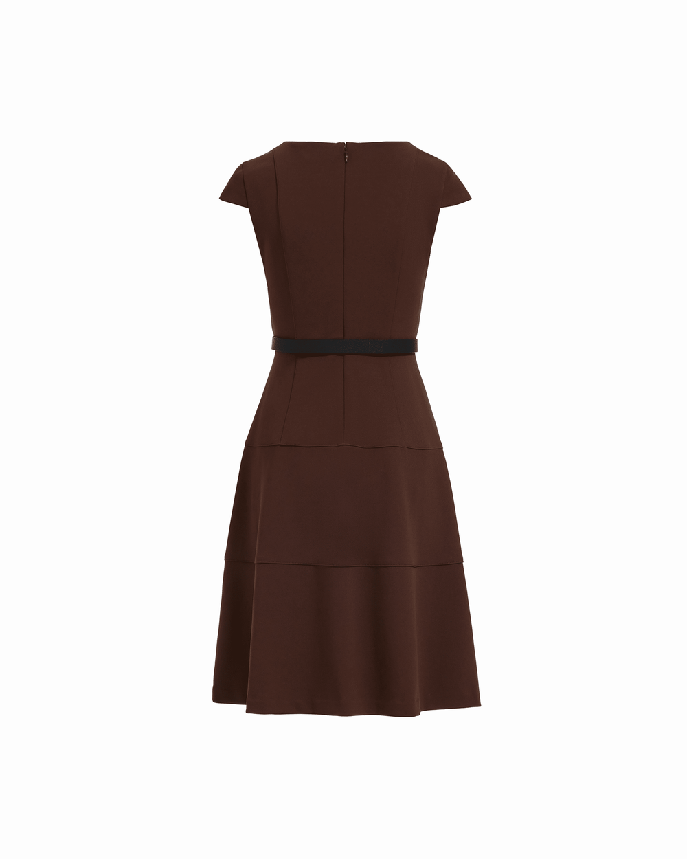 Cap Sleeve Belted Tiered Dress - Anne Klein MOLASSES