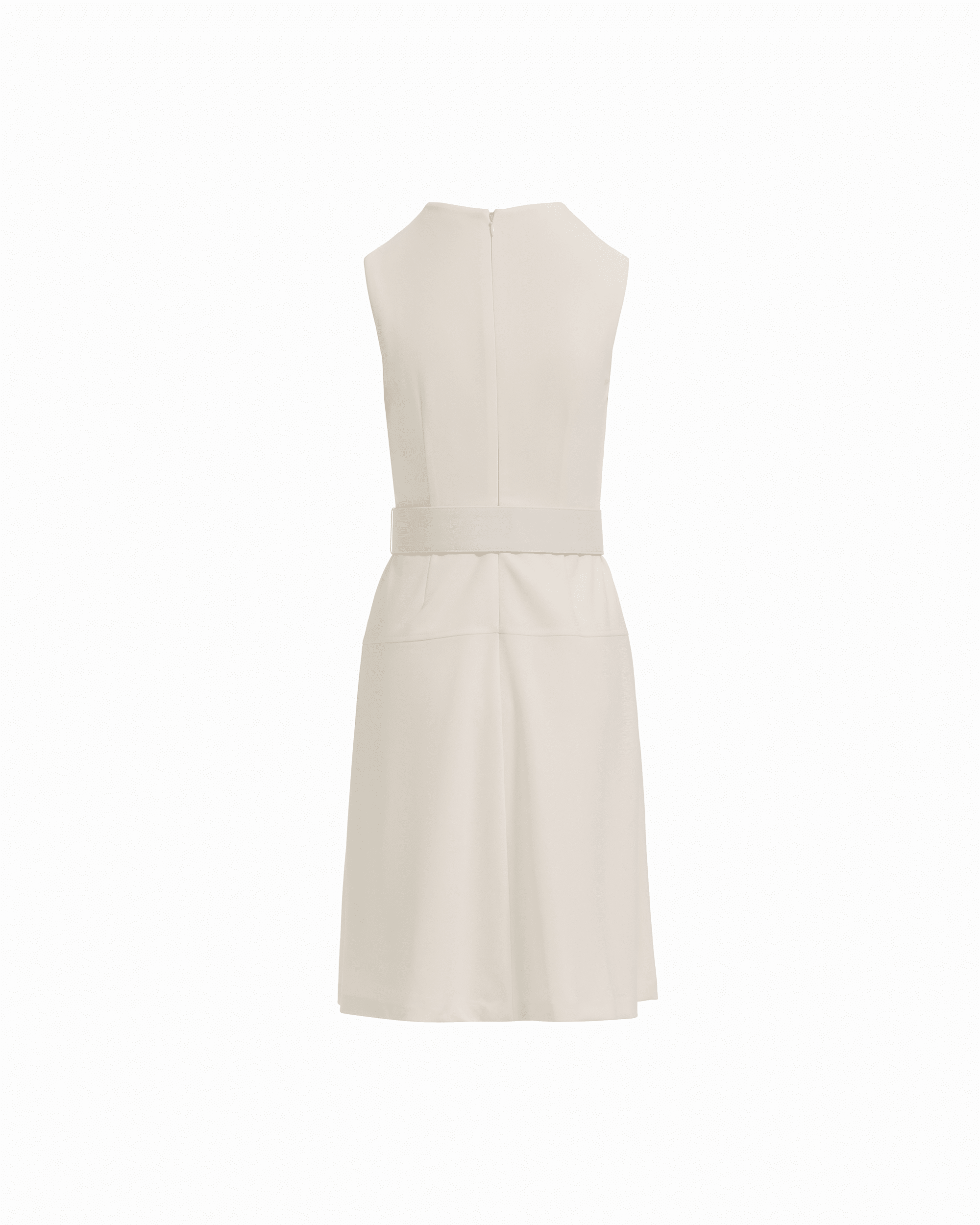 Diagonal Print Sleeveless Fit and Flare Crew Neck Dress in WHITE DOVE - Anne Klein WHITE DOVE