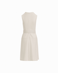 Diagonal Print Sleeveless Fit and Flare Crew Neck Dress in WHITE DOVE - Anne Klein WHITE DOVE