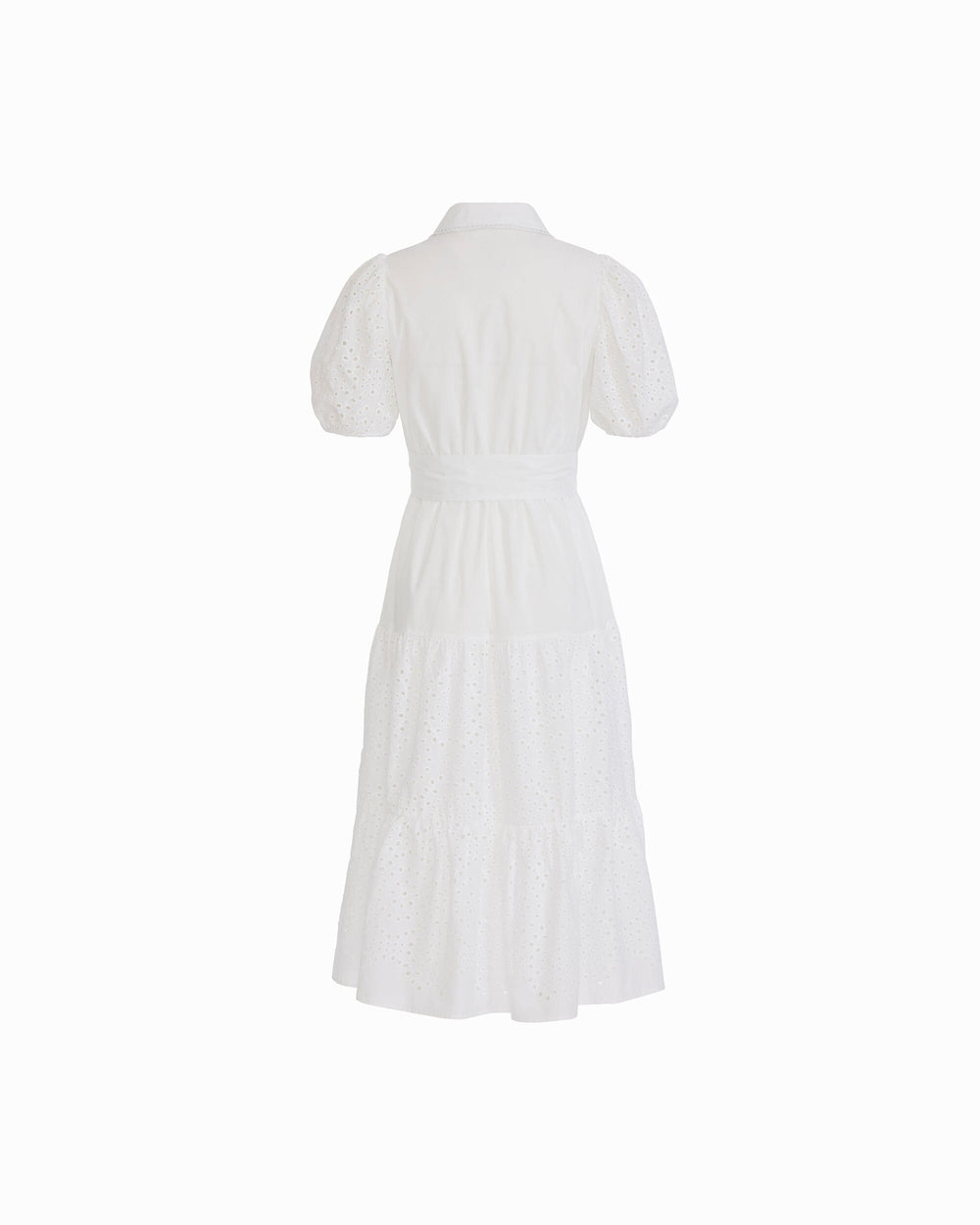 Puff Sleeve Tiered Shirt Dress - Anne Klein CRISP WHITE