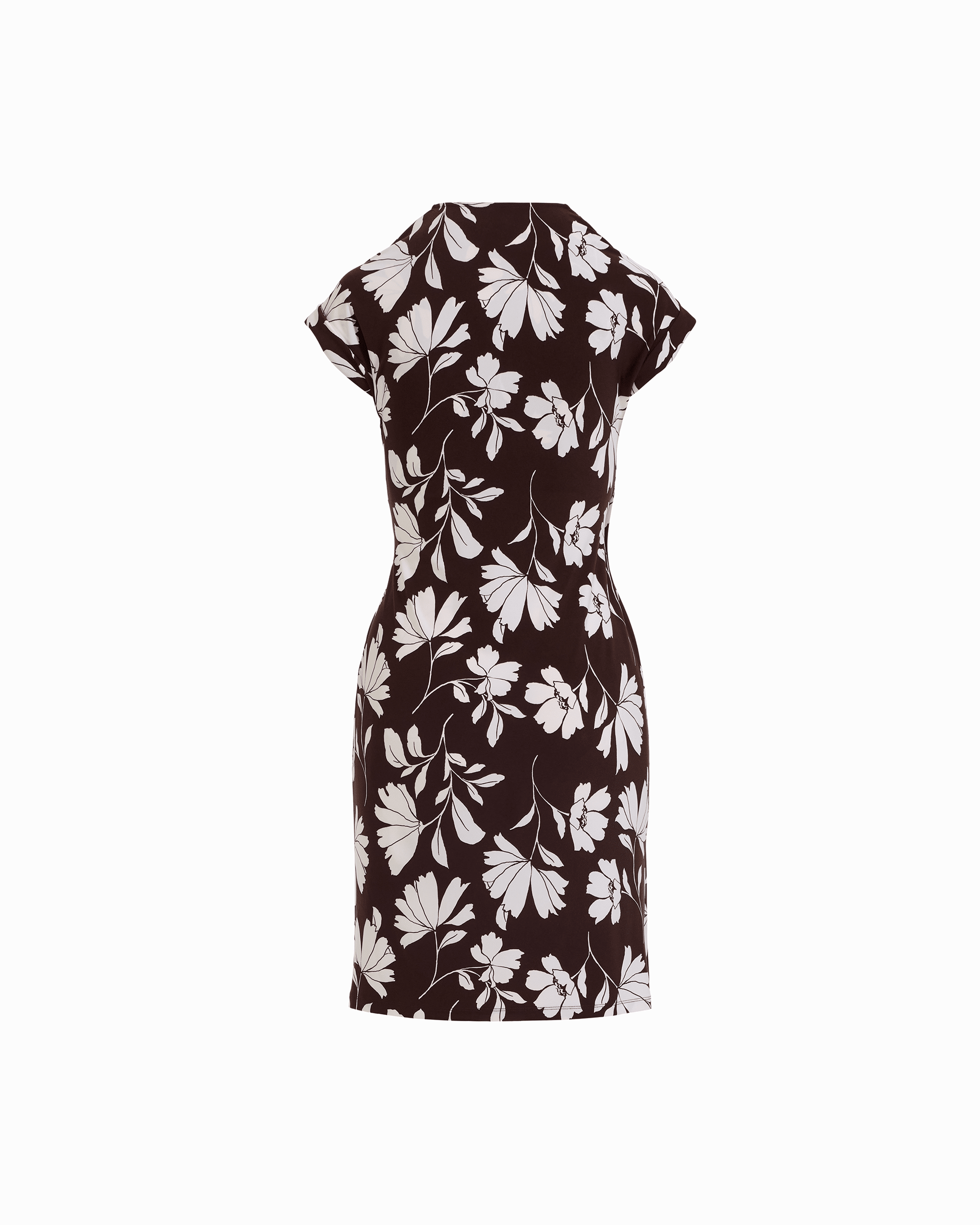 Short Sleeve Wrap V-Neck Dress in DK CHOC / WHT DV - Anne Klein DK CHOC/WHT DV